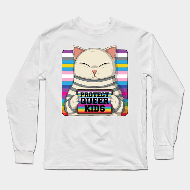 Protect Queer Kids Long Sleeve T-Shirt by Japanese Neko